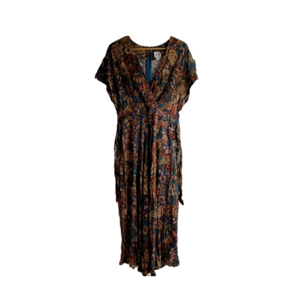 VTG Jeffrey & Dara By Linda Hutley NWT Floral Dress Size 15/16 Retro Deadstock - Picture 2 of 16